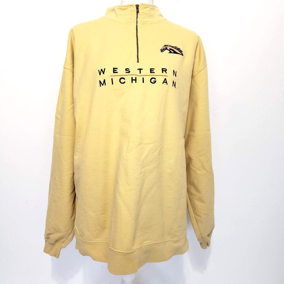 Vtg Western Michigan SIZE L Jansport Pullover Crewneck Sweatshirt 1/4 Zip - Picture 11 of 11